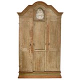 Antique 19th Century Swedish Marriage Armoire with Clock