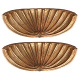 Pair of  19th C Gilded Wood Shell Fragments