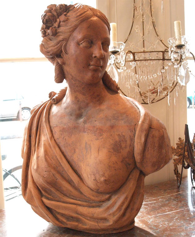 French Terra Cotta Bust of Flore