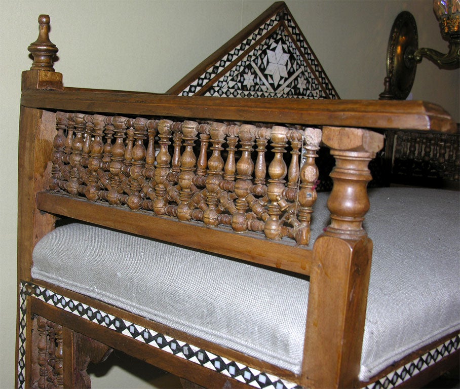 20th Century Moroccan Bench With Bone Inlay