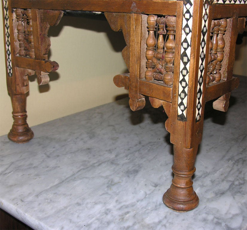 Wood Moroccan Bench With Bone Inlay