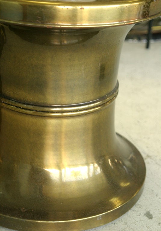 PAIR OF BRASS MASTERCRAFT TABLES / STOOLS 2