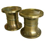 PAIR OF BRASS MASTERCRAFT TABLES / STOOLS