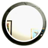 Beveled Black Glass Round Mirror Vintage Beveled Black Glass Round Mirror
