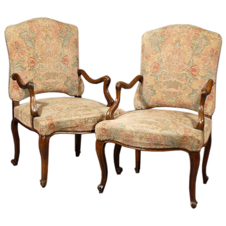 Pair Regence Period Fauteuils in Walnut, c. 1730