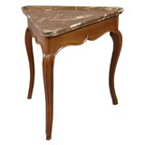 Rare Louis XV Walnut Triangular Table with Marble Top, c. 1750