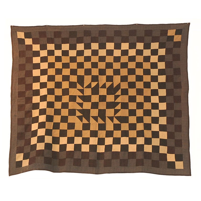 LATE 19THC  BLACK AND WHITE MENNONITE QUILT