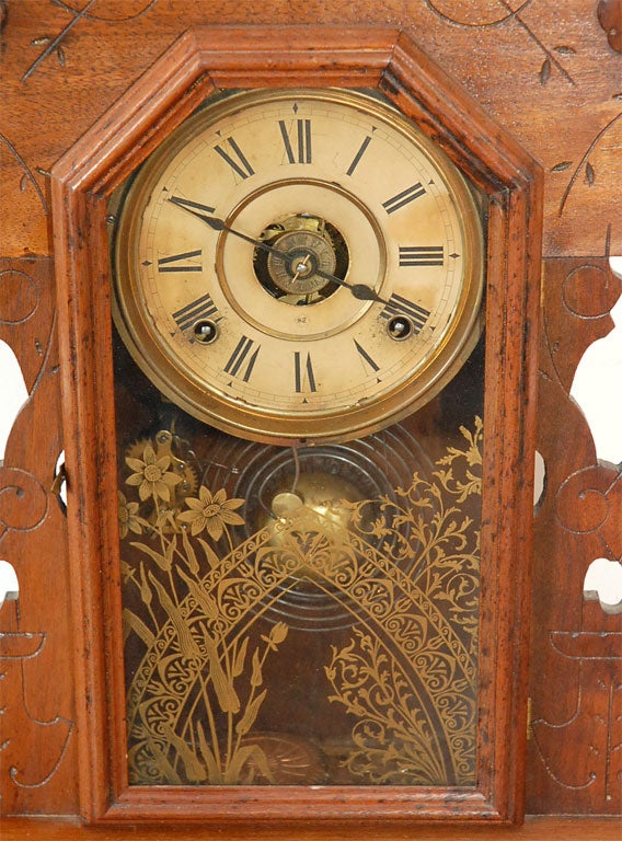 American 19THC VICTORIAN  GINGER BREAD  MANTEL  CLOCK