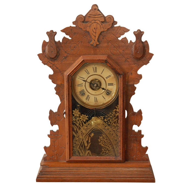 19THC VICTORIAN  GINGER BREAD  MANTEL  CLOCK