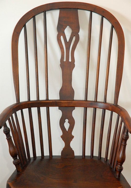 American 19THC EARLY NATURAL WINDSOR CAPTAINS CHAIR