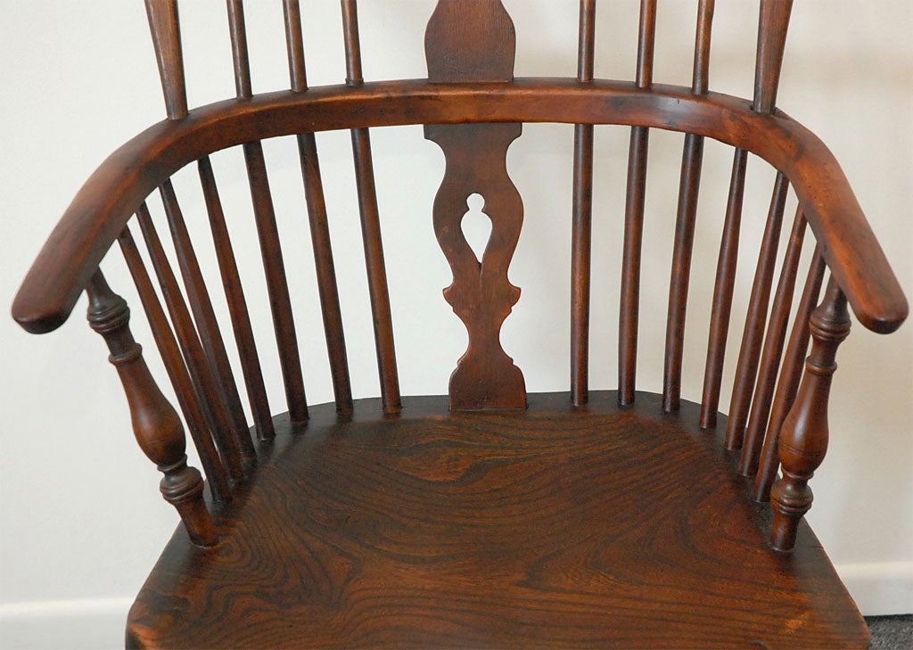 19th Century 19THC EARLY NATURAL WINDSOR CAPTAINS CHAIR