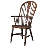 19THC EARLY NATURAL WINDSOR CAPTAINS CHAIR