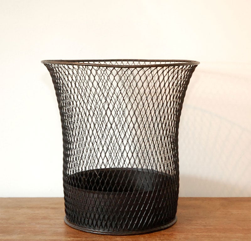 1925 BLACK WASTE BASKET at 1stdibs
