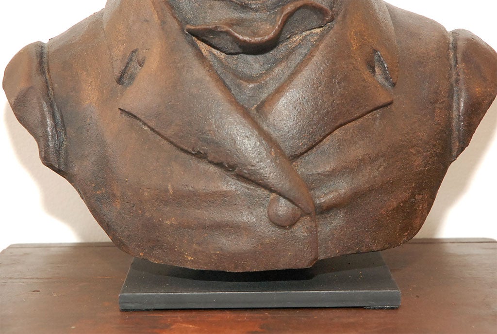 19th Century 19THC CAST IRON BUST OF BEETHOVEN  WITH A NEW CAST IRON MOUNT
