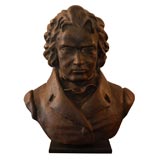 19THC CAST IRON BUST OF BEETHOVEN  WITH A NEW CAST IRON MOUNT