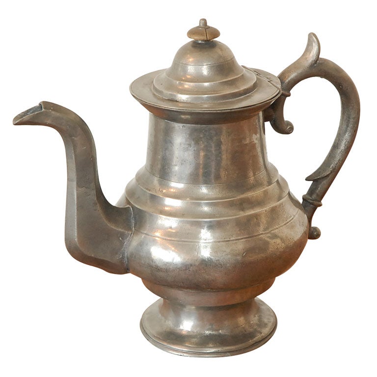 LATE 18THC C. TEA POT PEWTER