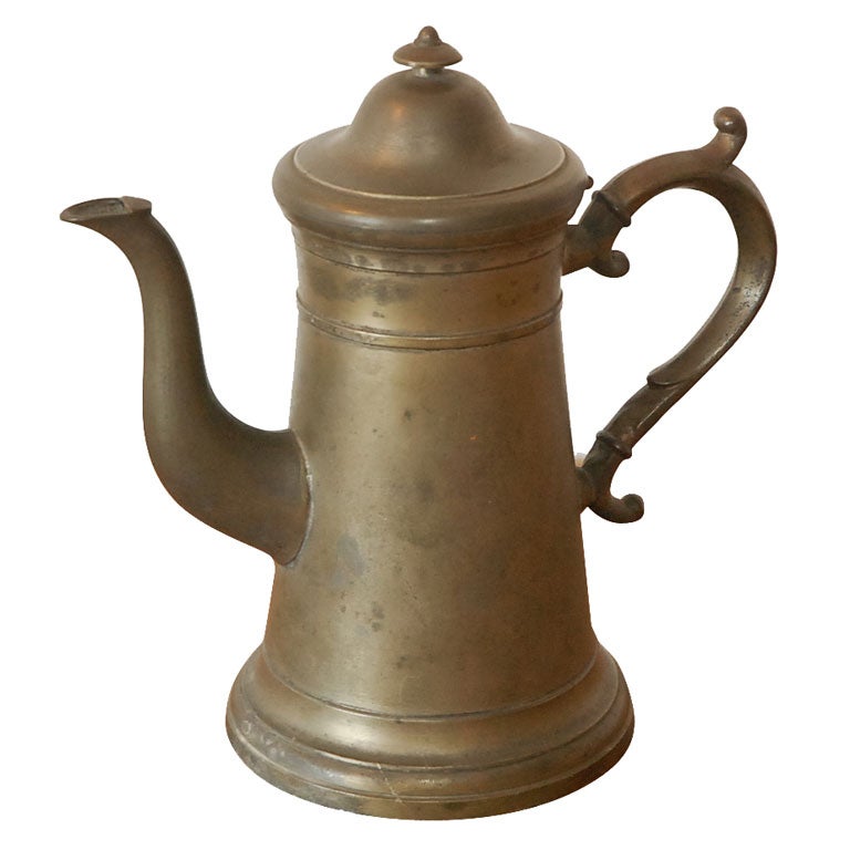 18THC PEWTER PITCHER W/ LID ATTACHED-HALL MARKS  ON LID
