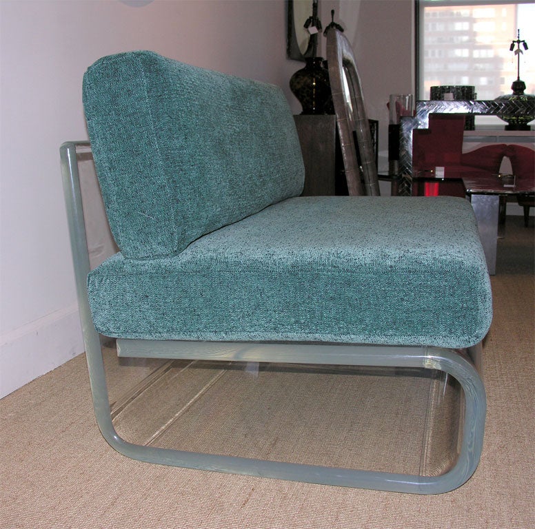 Mid-20th Century A Charles Hollis Jones Upholstered Lucite Love Seat.