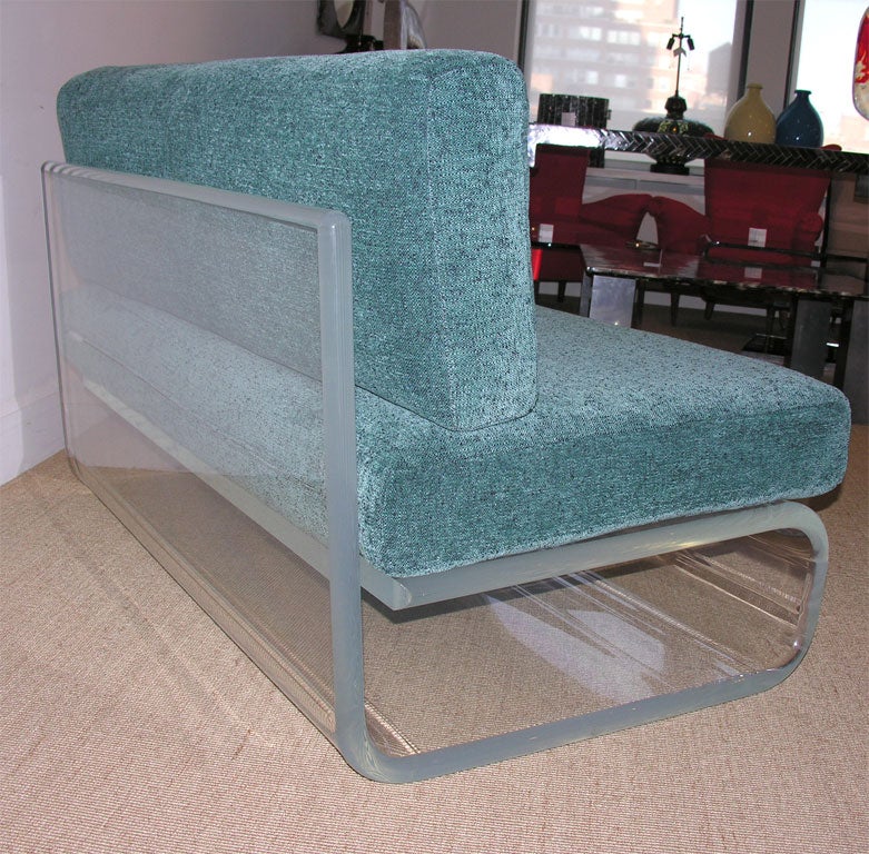 A Charles Hollis Jones Upholstered Lucite Love Seat. 3