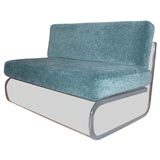 A Charles Hollis Jones Upholstered Lucite Love Seat.