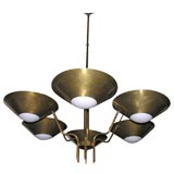 A Large German Brass and Glass Chandelier.