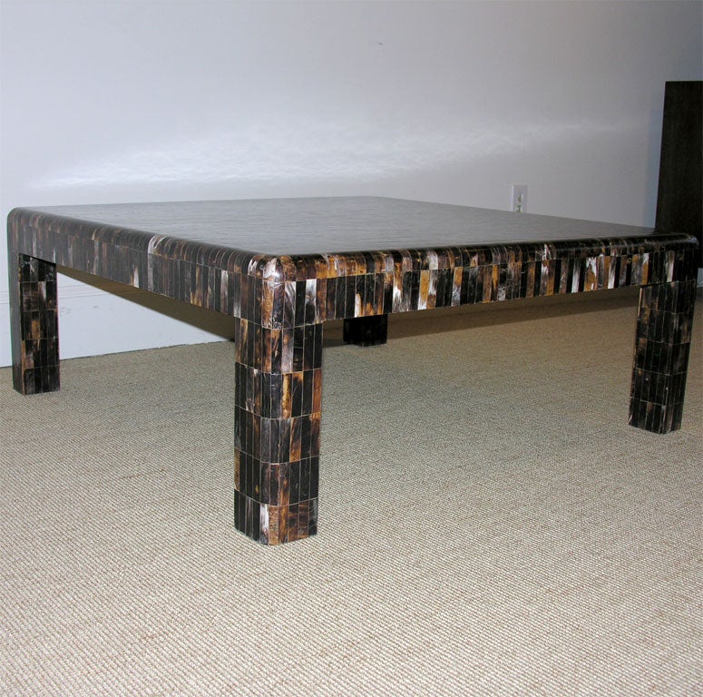 American A Square Tessellated Horn Low Table.