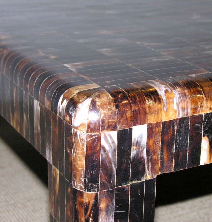 A Square Tessellated Horn Low Table. 1