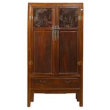Antique 19th C. Qing Dynasty Beechwood Carved Cabinet