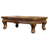 19th C. Qing Dynasty low table with paw feet