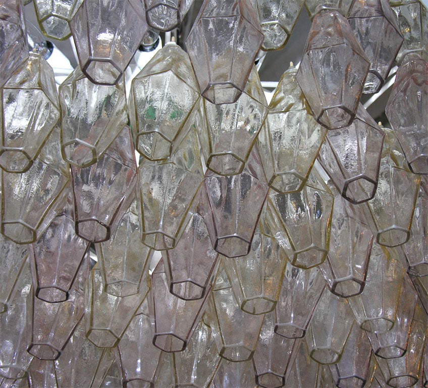 Venini chandelier in champagne + cranberry colored glass 1