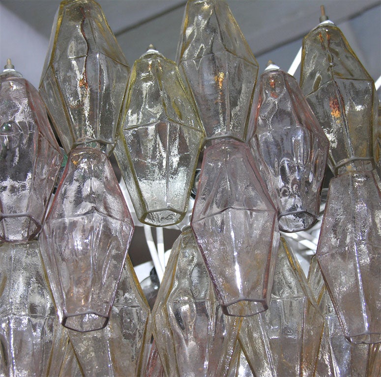 Venini chandelier in champagne + cranberry colored glass 3