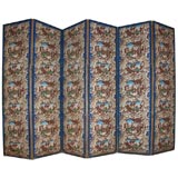 Antique SIX PANEL FRENCH WALLPAPER SCREEN