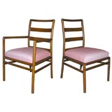 Set of 6 T.H. Robsjohn Gibbings dining chairs with linen seats