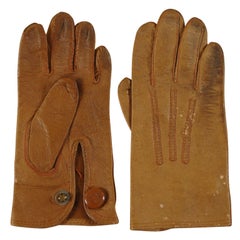 Antique Early Tiny Leather Child's Gloves with Butter Leather & Snaps