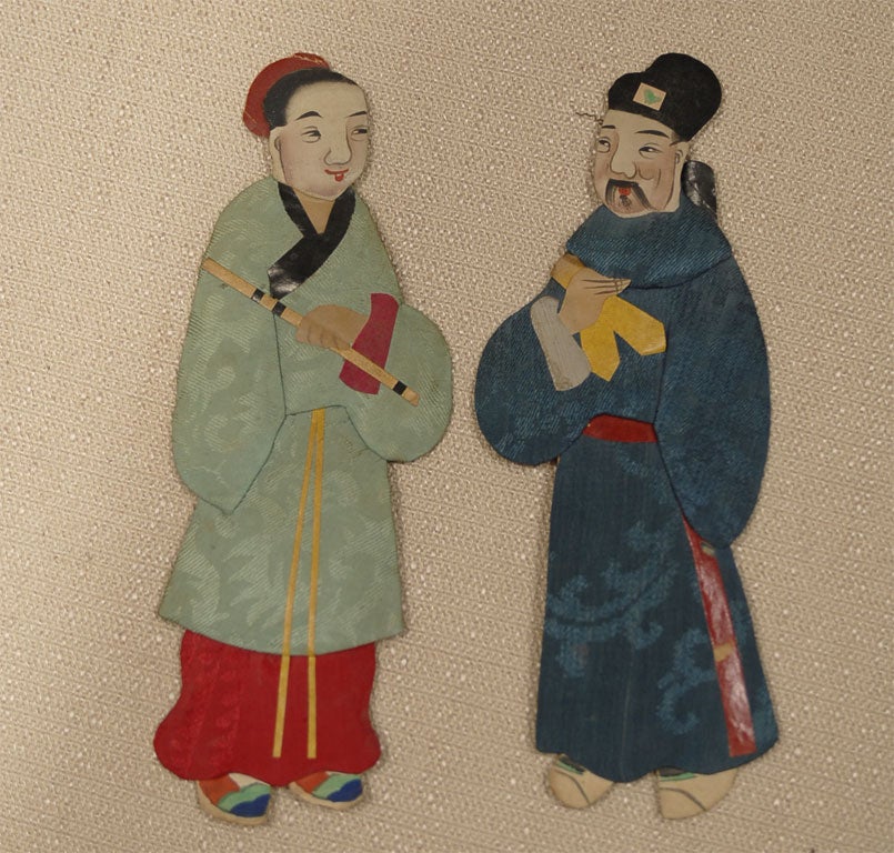 20th Century Set of Eleven Silk and Paper Chinese Figure Dolls
