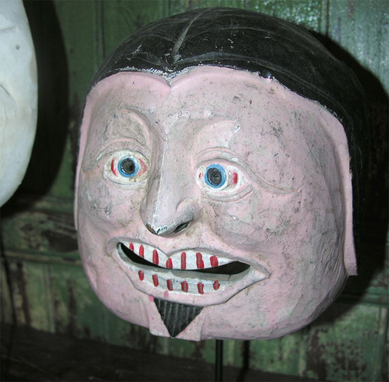 Assorted Painted wood masks of dancers on stands, circa 19 C.
