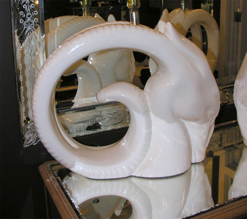Pair of 1960's Rams Head Lamps