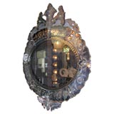1940's Oval Etched Venetian Mirror