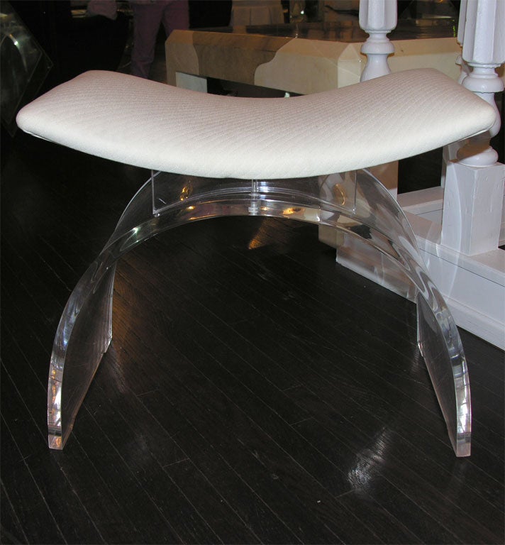 1970's Lucite Kagan Bench with White Top