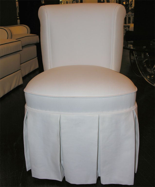 1940's French White Cotton Vanity Stool