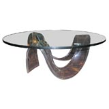 Lucite Ribbon Cocktail Table with Glass Top