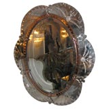 1940's French Etched Veneitian Style Mirror with Rose Border