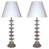 Pair of 1940's French Crystal Lamps