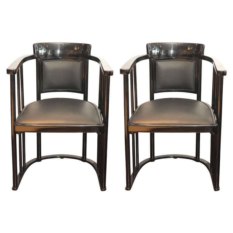 Pair of Vienna Secessionist arm chairs by Josef Hoffmann