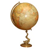 Globe with Carved Bronze Fish on Base