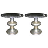 Pair of Round Marble Top Tables