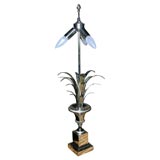 French  Steel Urn and Palm Frond Lamp