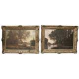 Pair of 19th c Oil on canvas  Landscapes in original frames