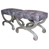 Pair Silver Leaf Stools