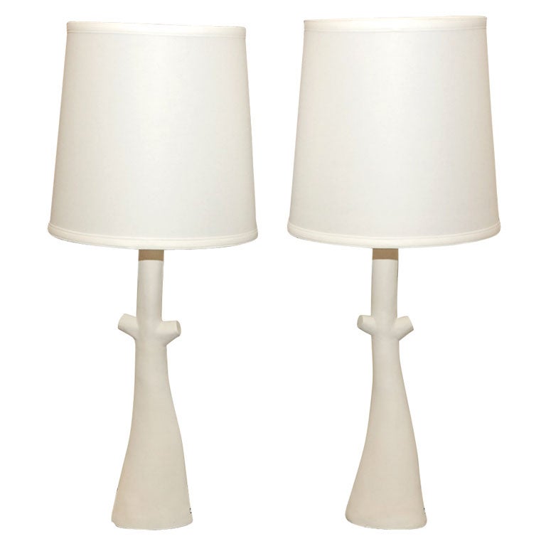 Pair of Plaster Tree Table Lamps